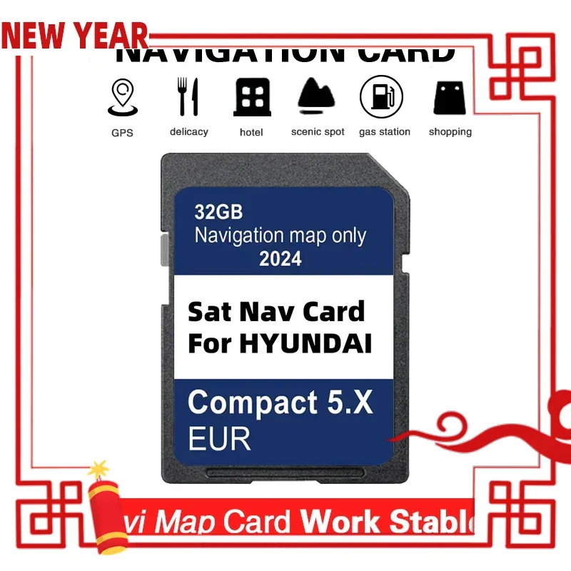 32GB SD Card Maps Europe Turkey for Hyundai Compact 5.X i10/i20/i30/i40/Kona/Santa/Tucson Car Sat Nav Navigation GEN5 GPS 2024