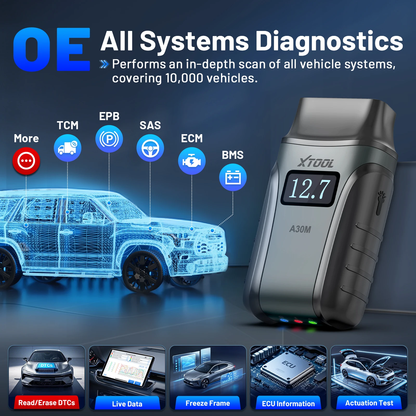Picture 6: XTOOL A30M V2.0 Bluetooth OBD2 Scanner All System Car Diagnostic Tool Active Test 26+ Reset Built-in CAN FD FCA Autoauth Anyscan A30 M Mini Code Reader Lifetime Free Update Use