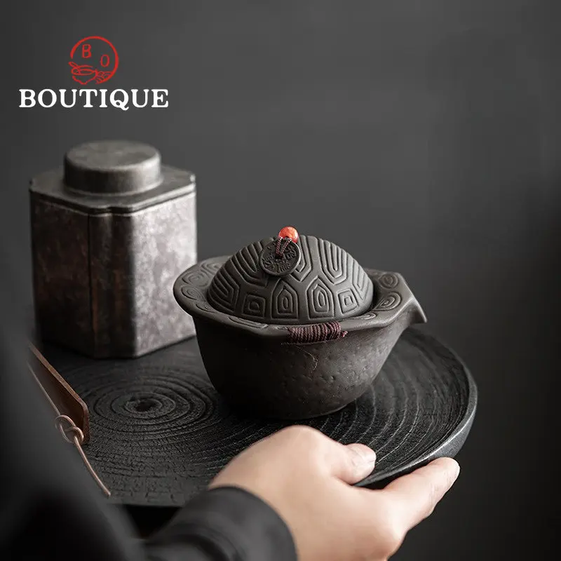 120ml Creative Rich Armor Purple Clay Hand Grasping Pot Raw Ore Purple Mud Teapot with Ball Hole Filter Tea Play Kung Fu Tea Set