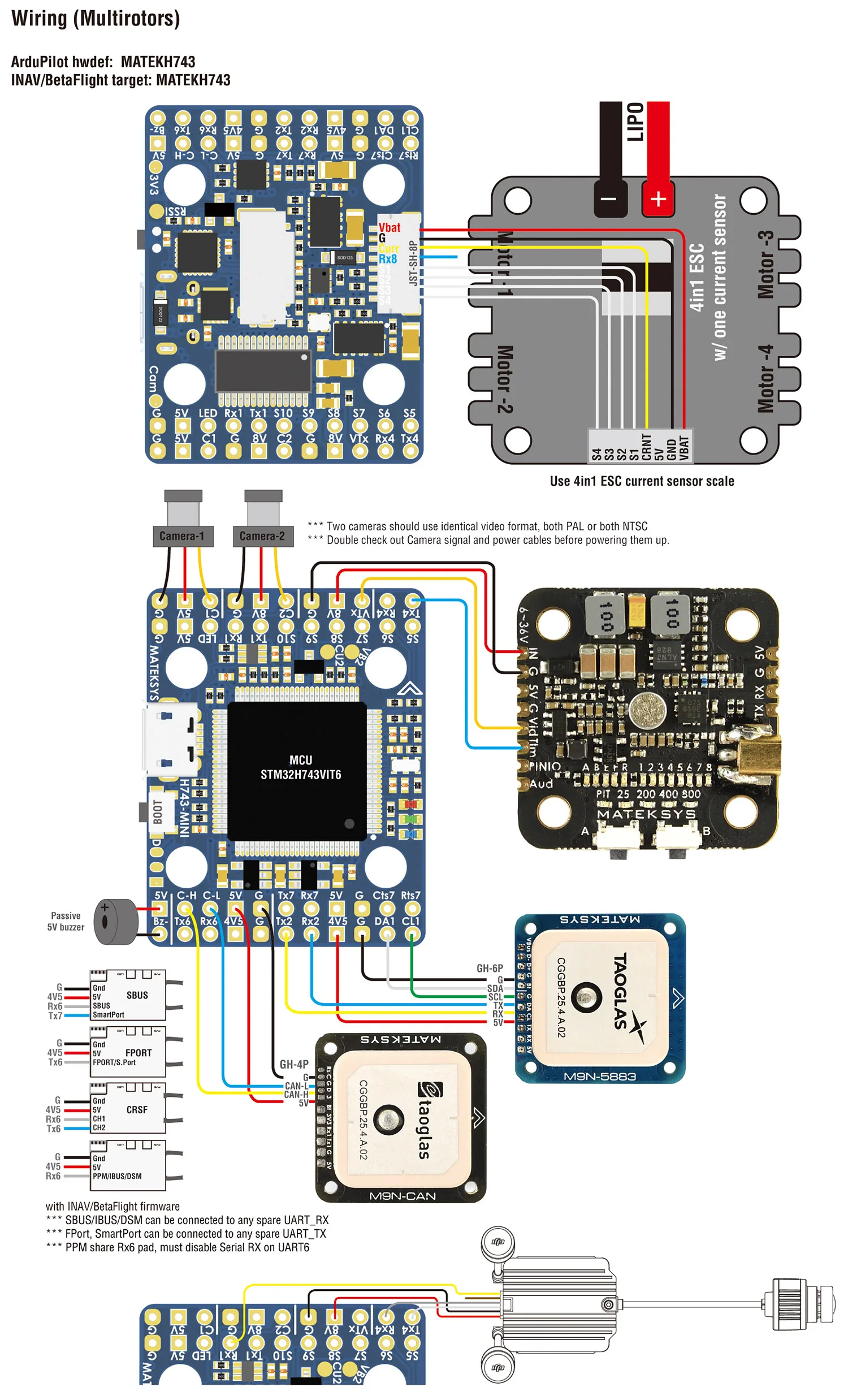 20x20mm Matek H743 MINI H743 Flight Controller STM32H743VIT6 ICM20602 Built-in OSD DPS310 PDB 20x20mm for FPV RC Racing Drone