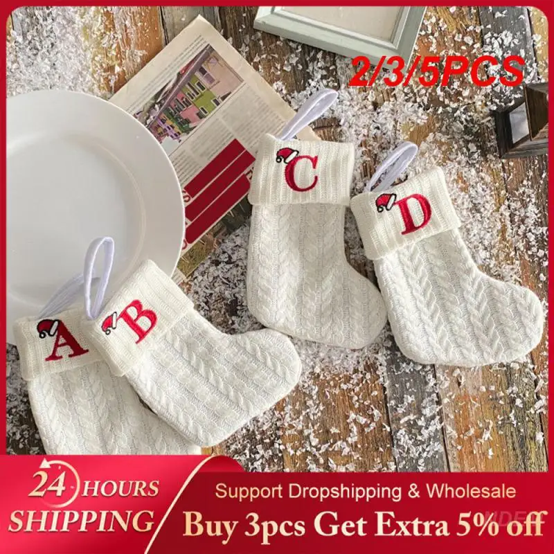 2/3/5PCS Home Decoration High Quality Knitting Cloth Red Alphabet Knit Socks Household Products Popular Holiday Gifts