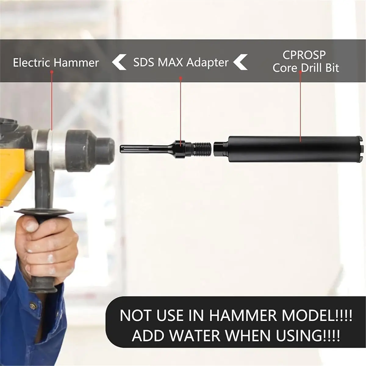

A58Z Converter for Concrete Core Bit, 1-1/4"-7 UNC Male Thread and 5/8"-11 Male Thread to SDS Max Core Drill Bit Adapter