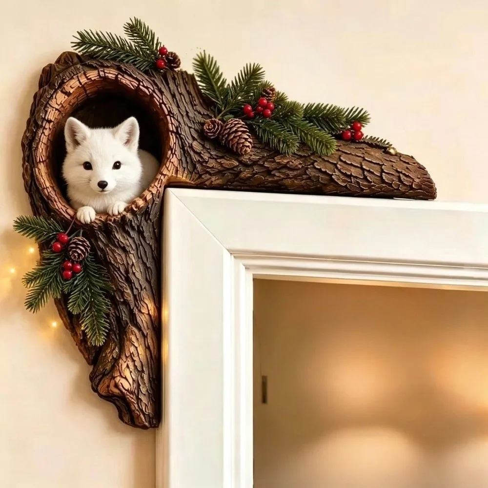 New Wooden Corner Stickers 3D Visual Squirrels Fox Birds Door Frame Charm Forest Animals Wall Edge Ornaments Home Decor