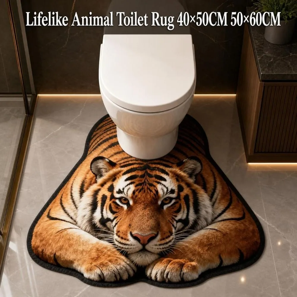 40×50CM 50×60CM Lifelike Animal Toilet Floor Mat Diatomaceous Earth Non-slip Toilet Rug Water-absorbing Washable