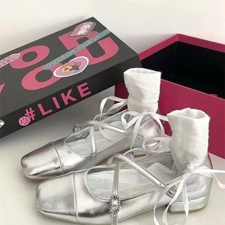 

Новинка 2025 года, универсальные туфли Мэри Джейн в стиле ретро с неглубоким носком, туфли Мэри Джейн с французским ароматом, туфли Fairy для женщин