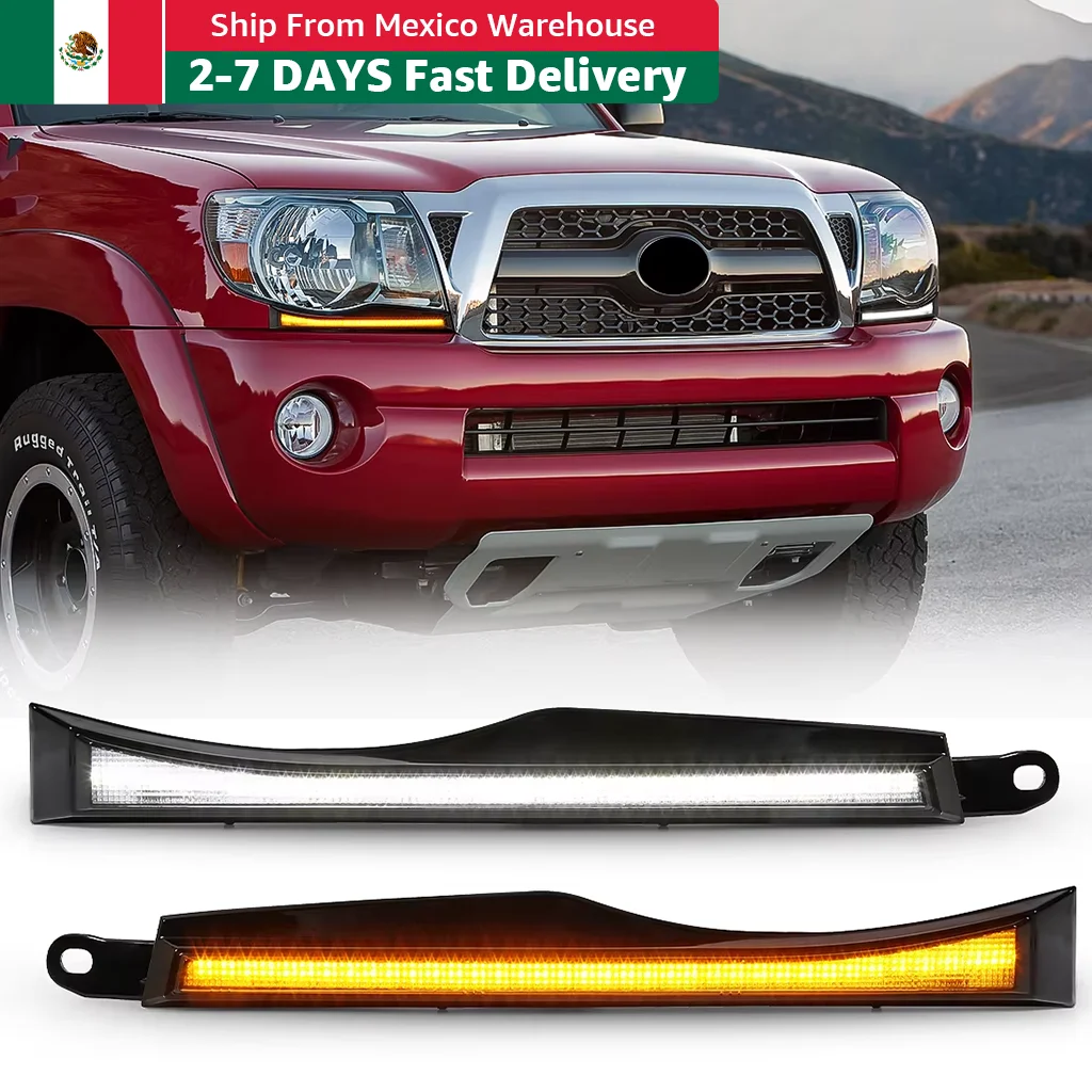 

For Toyota Tacoma 2005 2006 2007 2008 2009 2010 2011 Car LED Daytime Running Light White DRL Yellow Dynamic Turn Signal Lamp 12V