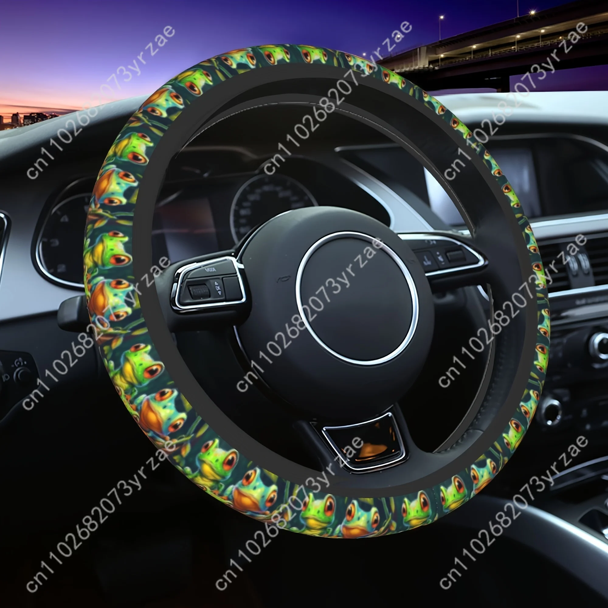

Adorable Frog Car Steering Wheels Cover Universal Type Environmental Friendly Comfort Non-slip Breathable Steering Wheel Wrap
