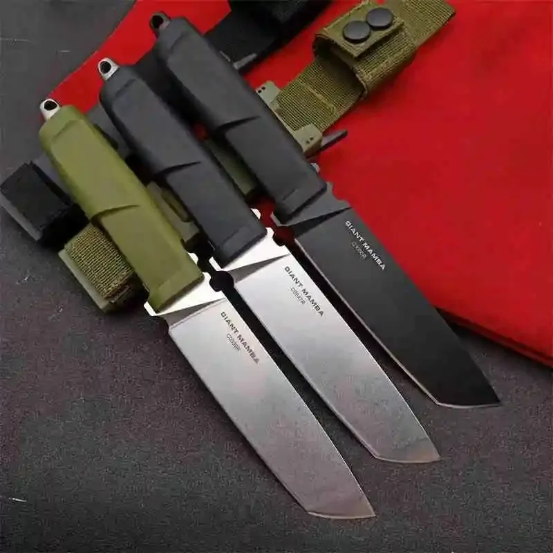 GIANT MAMBA Outdoor Fixed Blade Integrated Tactical Knife N690 Tool material 58-60HRC hardness nylon fiberglass sheath EDC tool