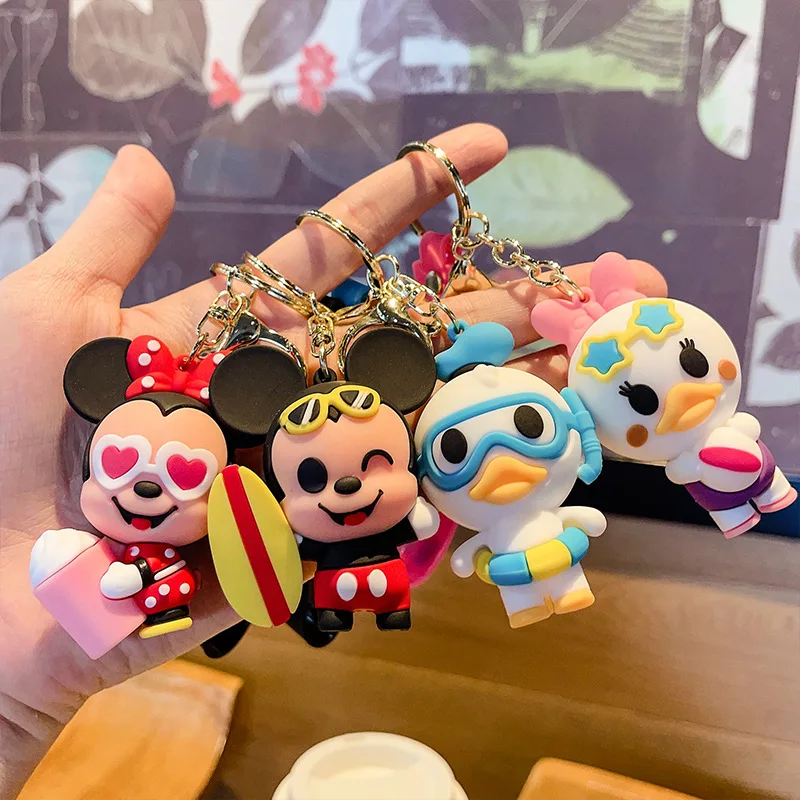 Mickey Minnie Keychain Cartoon Donald Duck Daisy Keyring Bag Pendant Decoration Accessories Gift