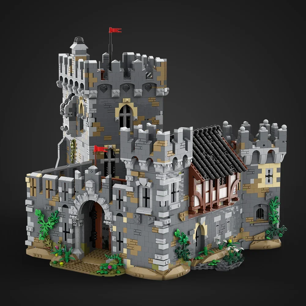 

MOC классический замок Lionss, архитектура, строительные блоки, модель льва, рыцаристые модульные городские кирпичи, собранная игрушка, подарок для детей