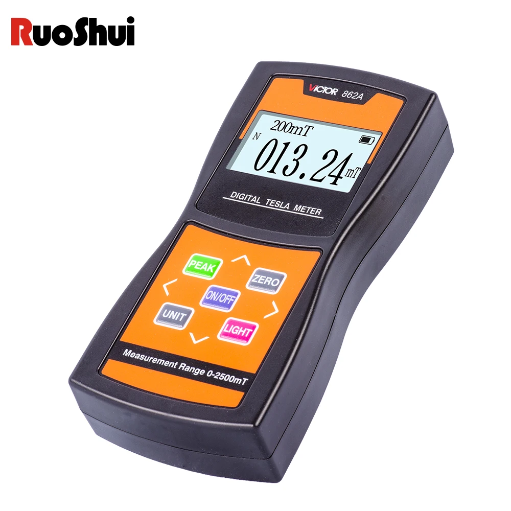 Victor 862 Digital Tesla Meter Magnetic Flux Surface Magnetic Field Tester 2% High Accuracy Handheld Permanent Magnet Gaussmeter