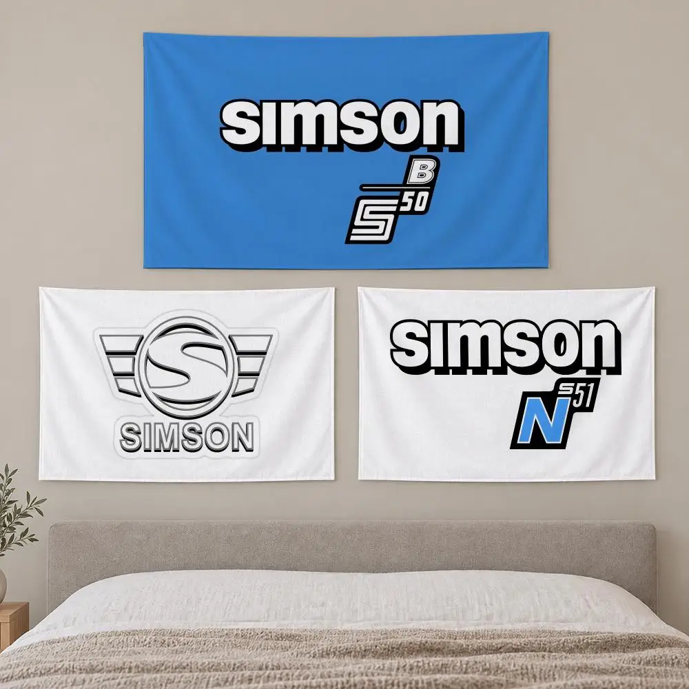 Simson Logo Tapestry Custom Living Bedroom Party Dormitory Interior Wall Bohemian Decoration Attached Clip