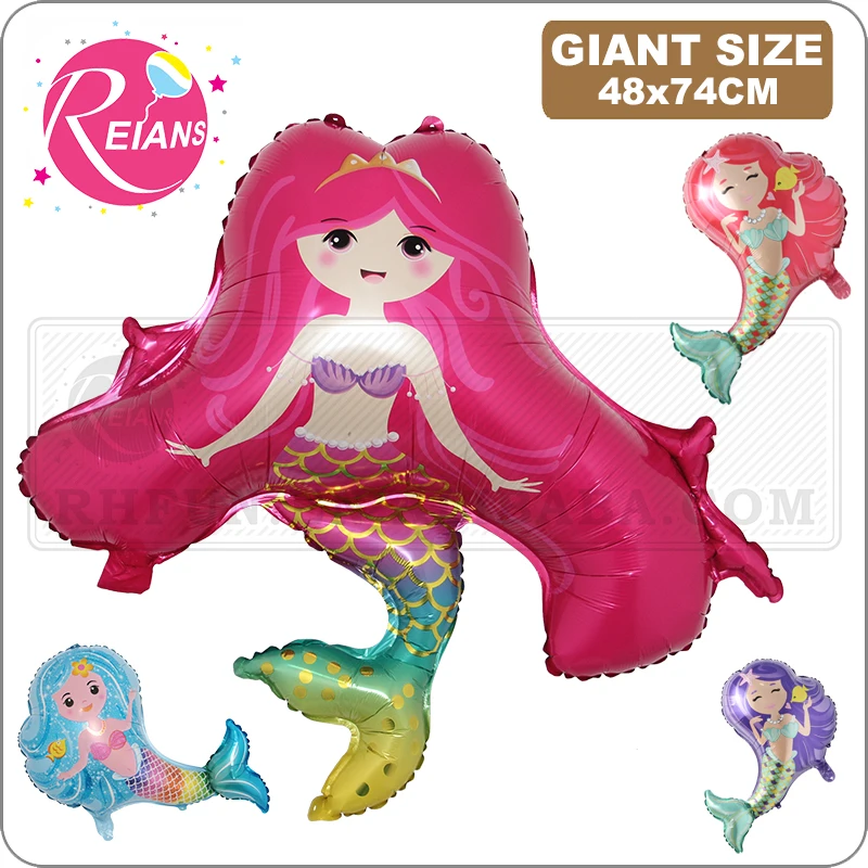 4 color Large Size mermaid fish princess Aluminum Foil Balloon Cartoon Wedding Birthday Party Decoration Inflatable Air Balloon