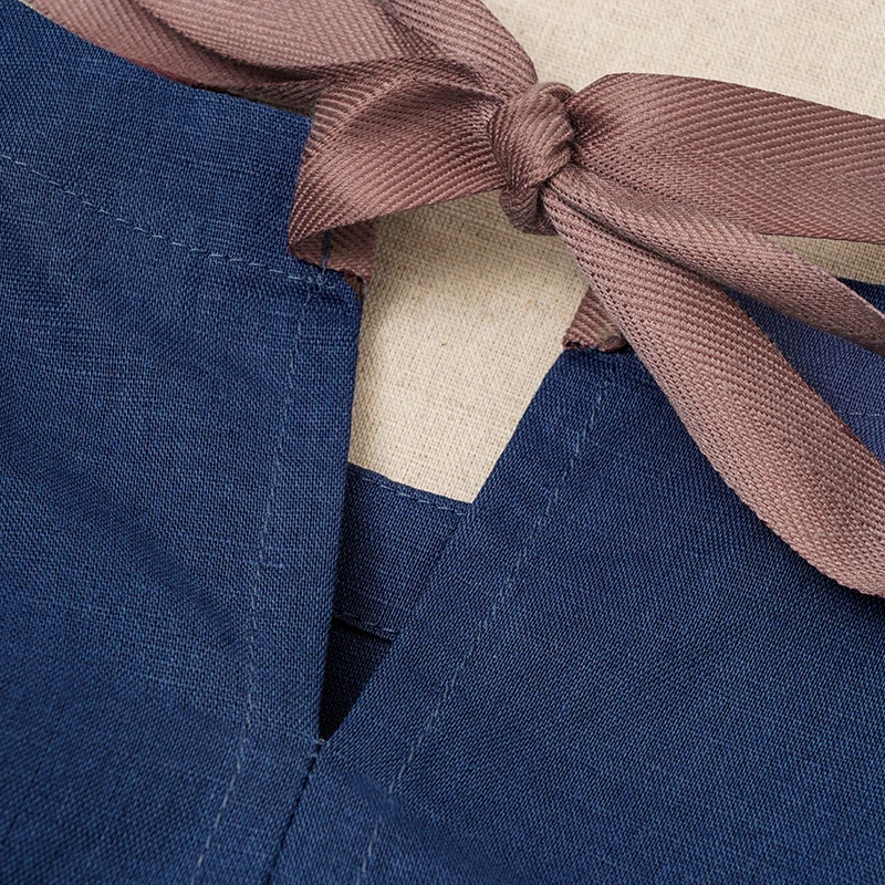 Retro Cotton Linen Girls Long-Sleeved T-shirt 2026 Autumn New Cute Ribbon Bow Back Tie Loose Baby Girl Doll Shirts Blouse