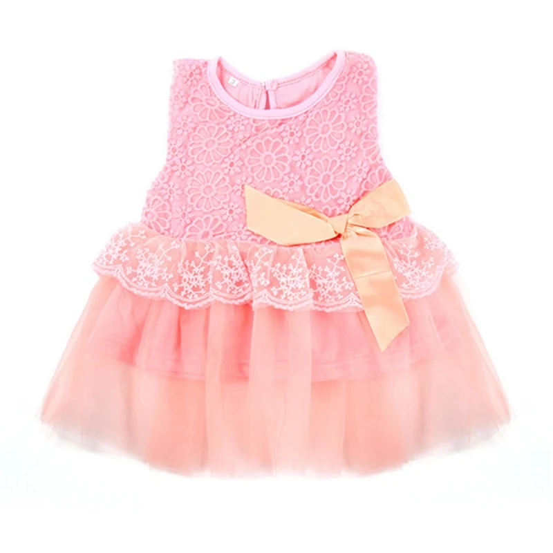 Baby Girls Dresses Kids Bow Lace Princess Dresses Cotton Ball Gown Lace Dress