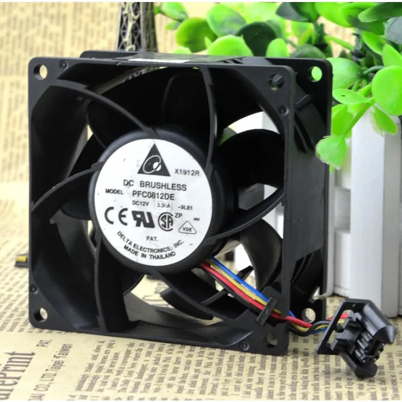 New CPU Fan for Delta PFC0812DE 8CM 12V 3.30A 8038 4-wire PWM High Air Volume Violent Booster Fan 80*80*38MM