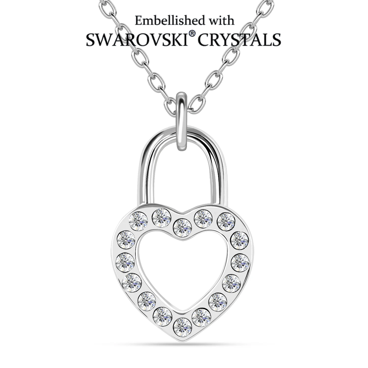 Love Lock Pendant Embellished with Swarovski Crystals Romantic Fashion Jewelry Woman Necklace for Valentine's Day Gifts