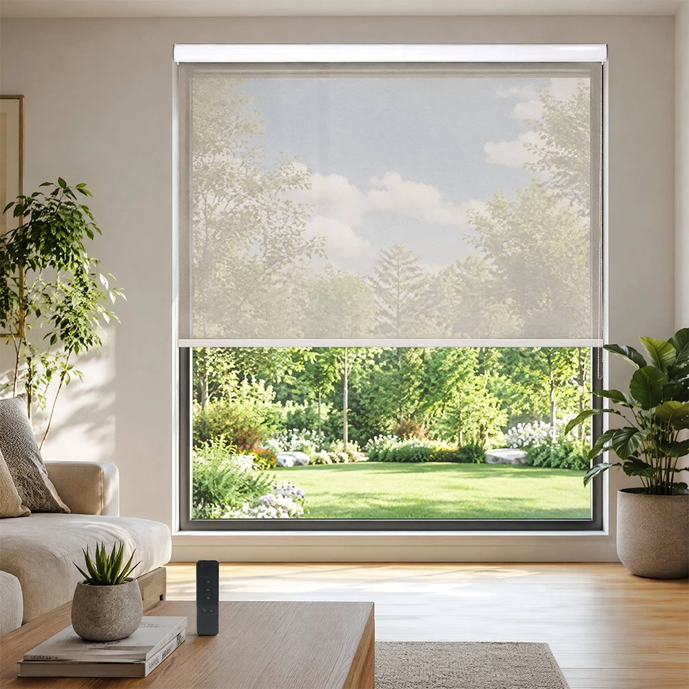 Maximum sun defense. Patent fabric: 78% heat reflection, 98% light & UV block. Max 410cm wide. Indoor/outdoor. Energy efficient.