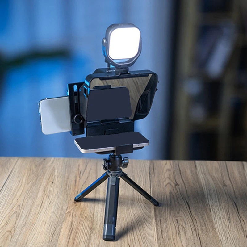 Portable Teleprompter For Smartphones With Remote Control Phone Holder  For Video Recording & Live Streaming