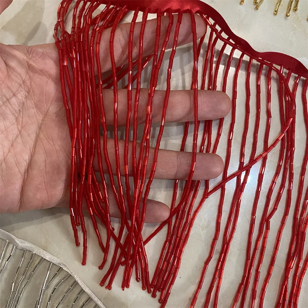 40CM/lot 15cm Width High Quality Tassel beaded fringe trim for Craft DIY Wedding Jewelry beaded fringe trim tassels for crafts