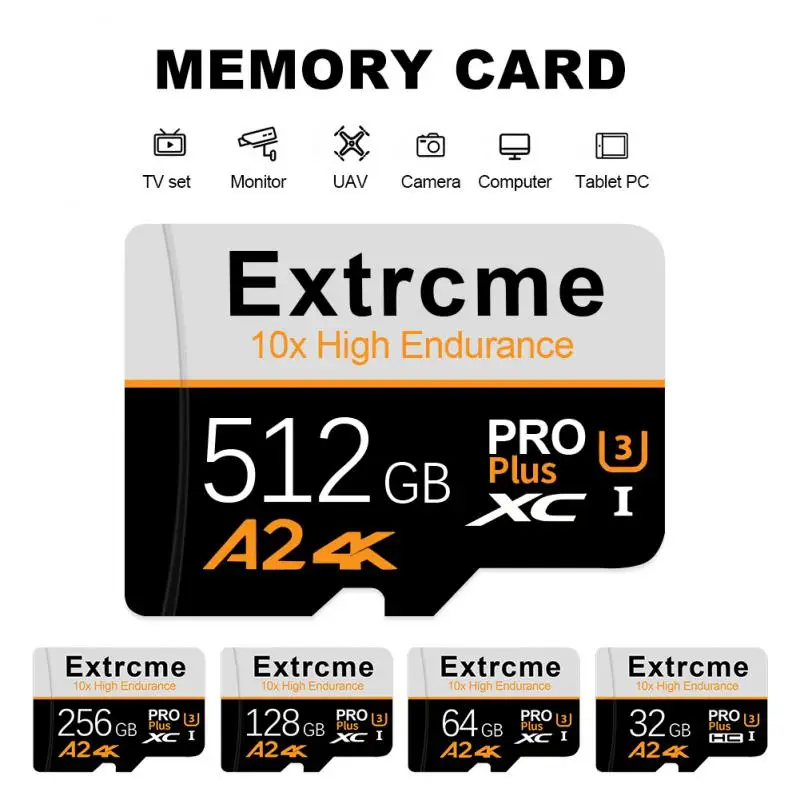 การ์ดไมโคร TF SD การ์ด2TB 1TB Extreme Pro UHS-I การ์ดความจำ U3 A2 4K แฟลช TF ไมโครการ์ด128GB สำหรับห้องอบไอน้ำกล้อง GoPro Nintendo