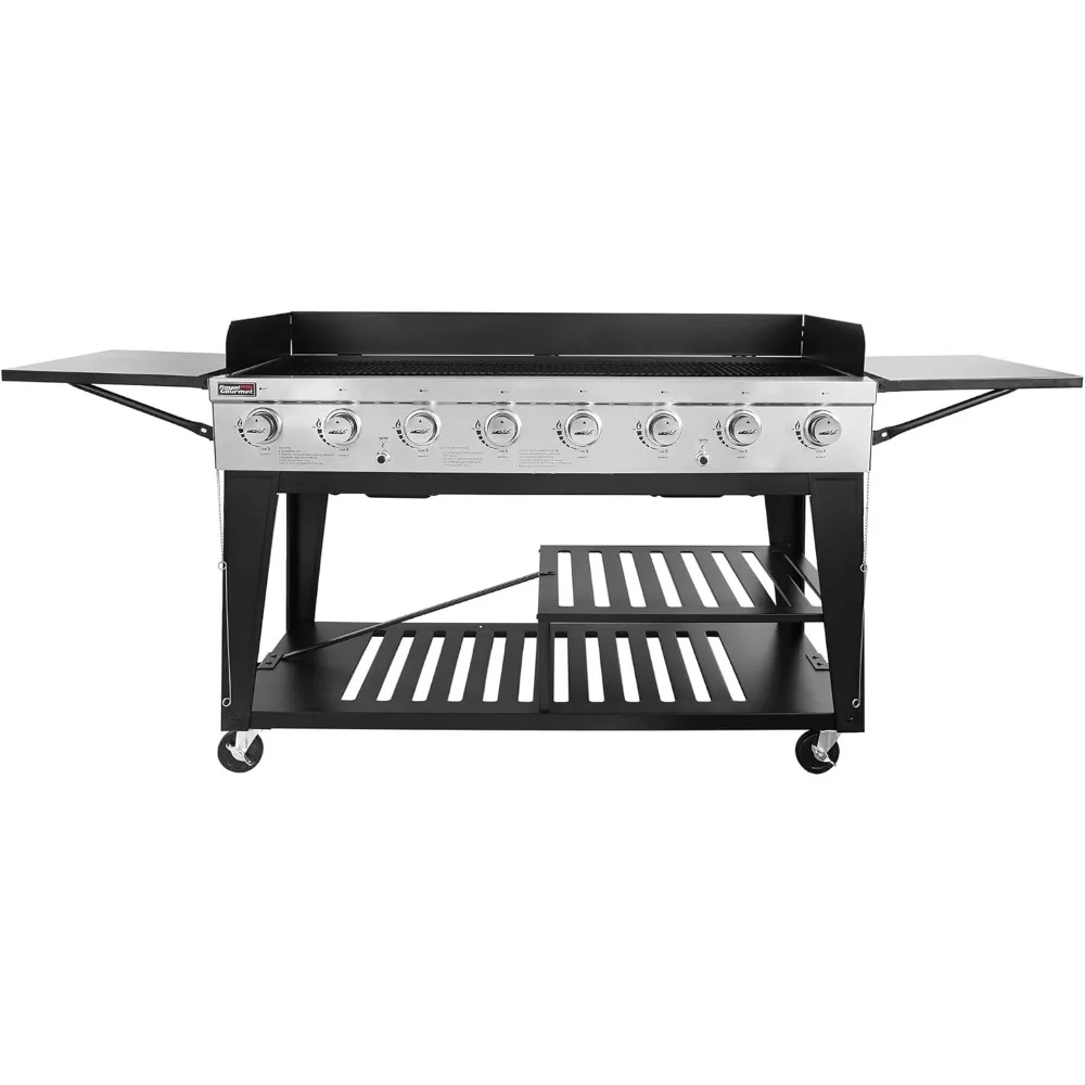 8-Burner Gas Grill, 104,000 BTU Liquid Propane Grill, Independently Controlled Dual Systems, Outdoor Party or Backyard BBQ