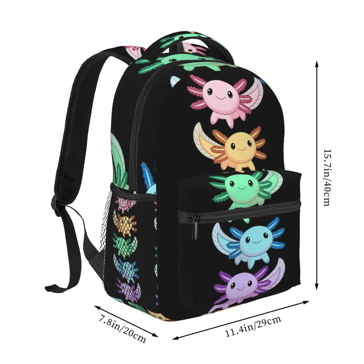 Rainbow Axolotl Backpacks Boys Girls Bookbag Children School Bags Cartoon Travel Rucksack Shoulder Bag Large Capacity