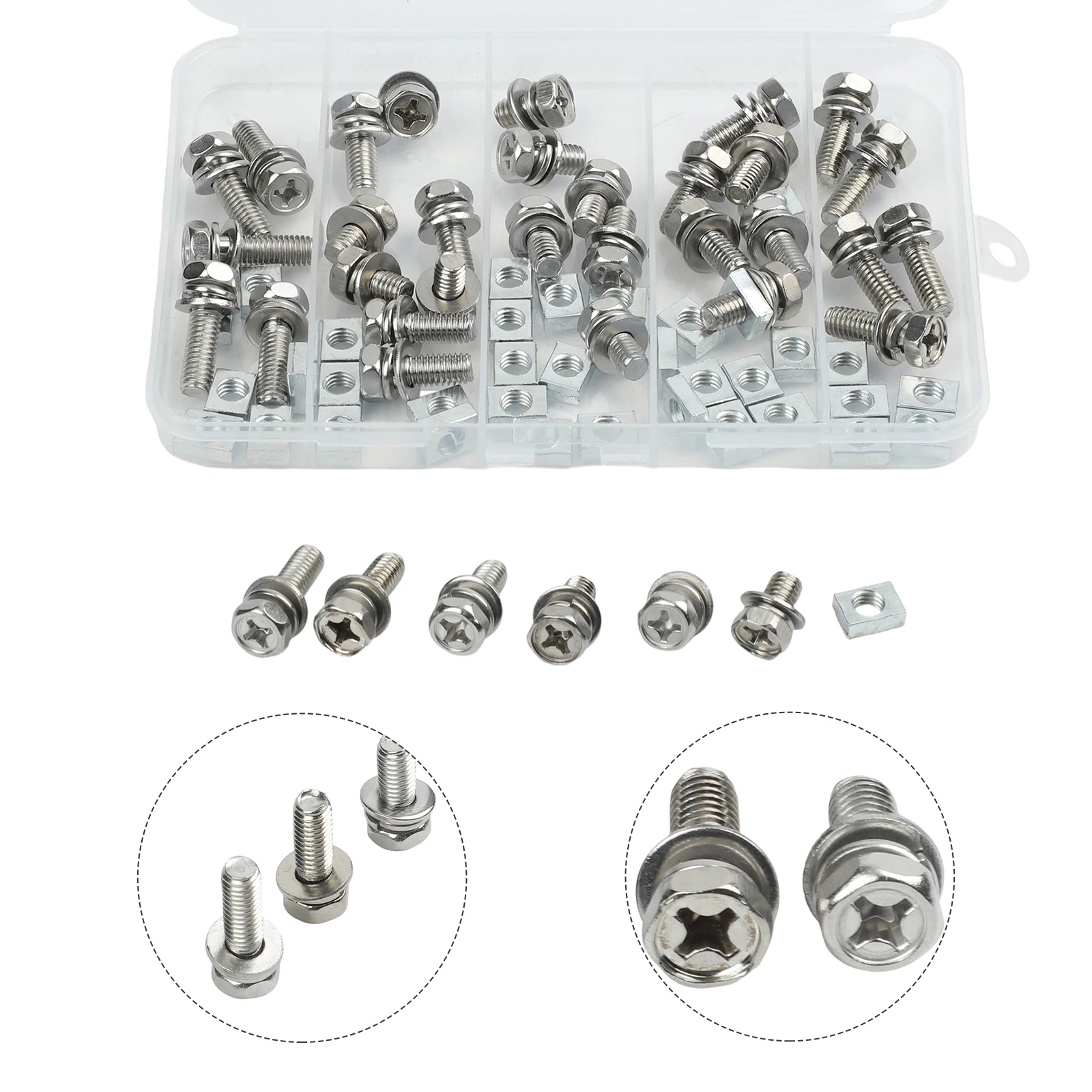 Garage Workshop 304 Stainless Screws Square Nuts For Fastening Stability 304 Stainless Steel Flat Washer Included