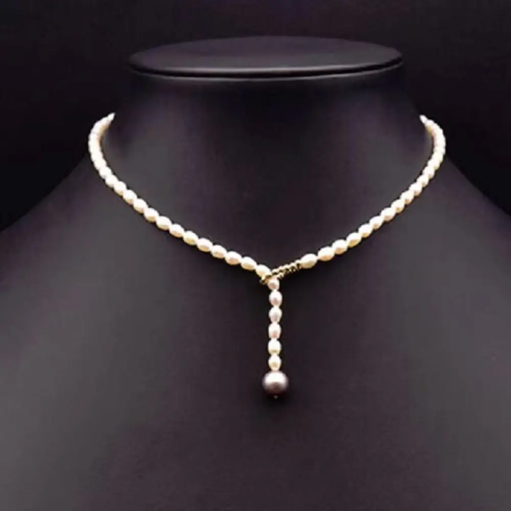 Adjustable Fine Jewelry Women's Akoya White Natural Pearl Necklace AAA+ Grade 6-7mm with 8mm Pendant New Popular