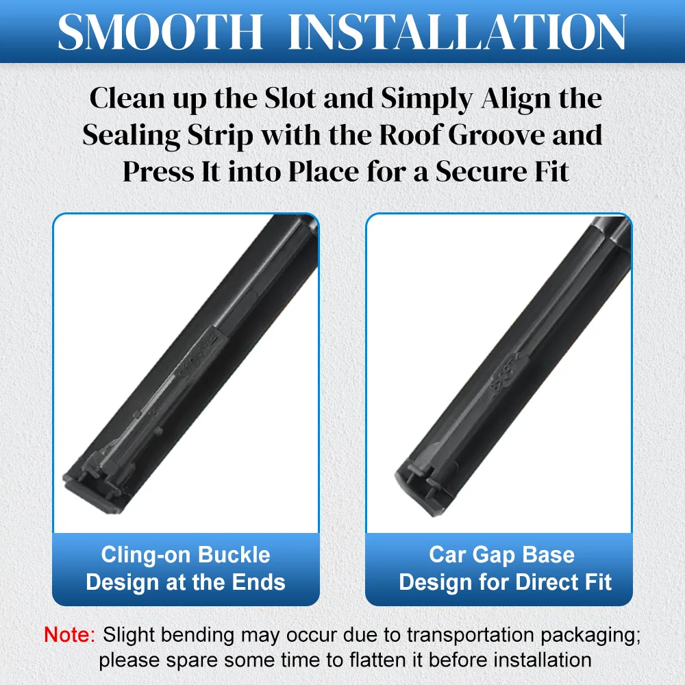 Left+Right Car Roof Drip Finish Moulding Seal Strips Rubber Black for Toyota Prius C 2012 2013 2014-2019 7555252190 7555152210
