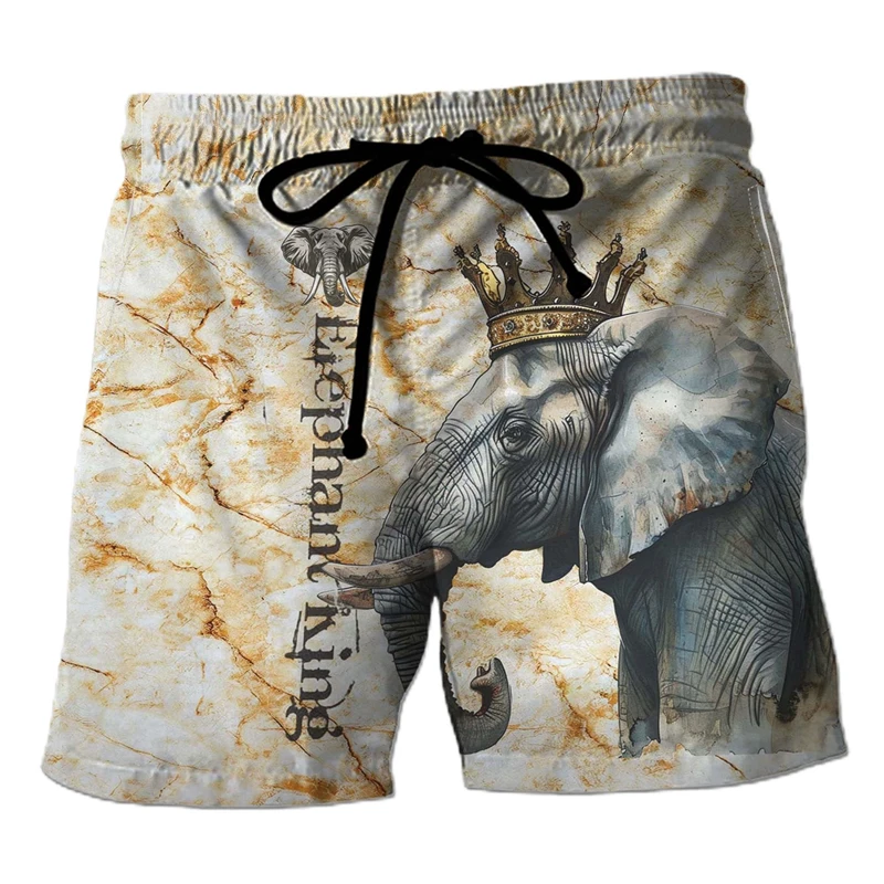 

Trend Elephant Graphic Beach Shorts For Men Fashion Summer 3D Animals Printed Swim Trunks Cool Streetwear Oversized Kids Short