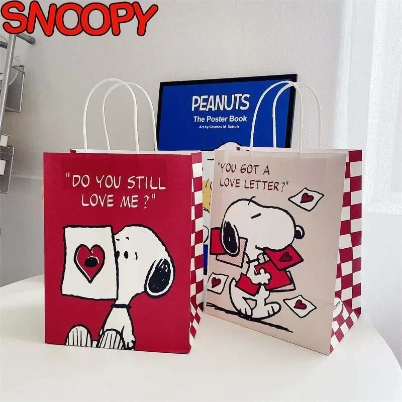 Snoopy saco de doces sacos de papel kraft com alças decoração de festa doces sacos de presente para o natal aniversário casamento convidado favor presente