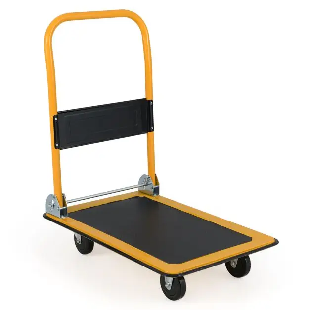 Klappbarer Plattformwagen mit 4 Rädern, Faltbarem Griff, Blauem Flachdeck, Kompakter Tragbarer Nutzwagen für Zuhause, Büro und Fabrik – Detail 1