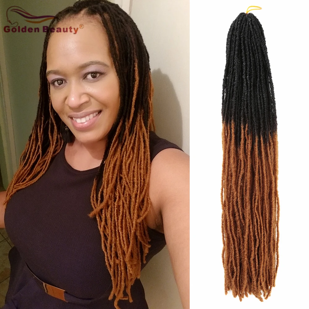 Golden Beauty Synthetic Soft Dreadlock Crochet Braiding Hair Low Temperature Fiber Brown Bleach Blonde 18inch Long Straight