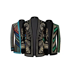 2025 European and American Heavy Full Embroidery Buttonless Blazer Men, Photography Studio Party Wedding Suit Jackets for Men