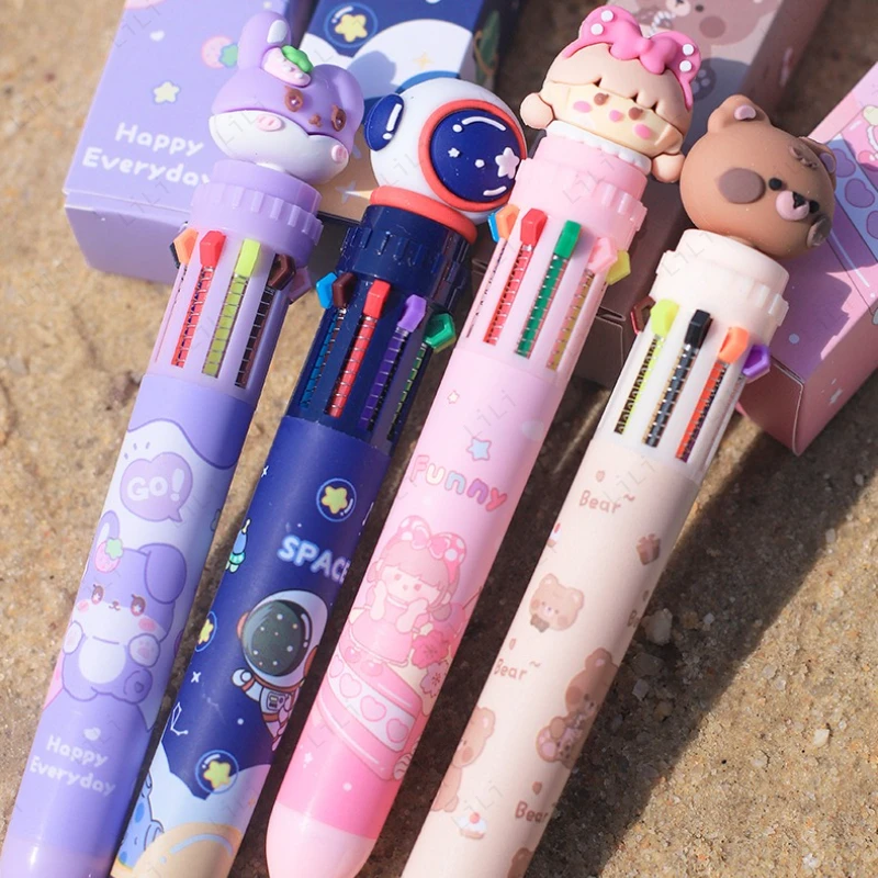 قلم حبر جاف مبتكر وجميل يستخدم لتسجيل اليوميات. أقلام متعددة الألوان للتعلم الفعال والمريح