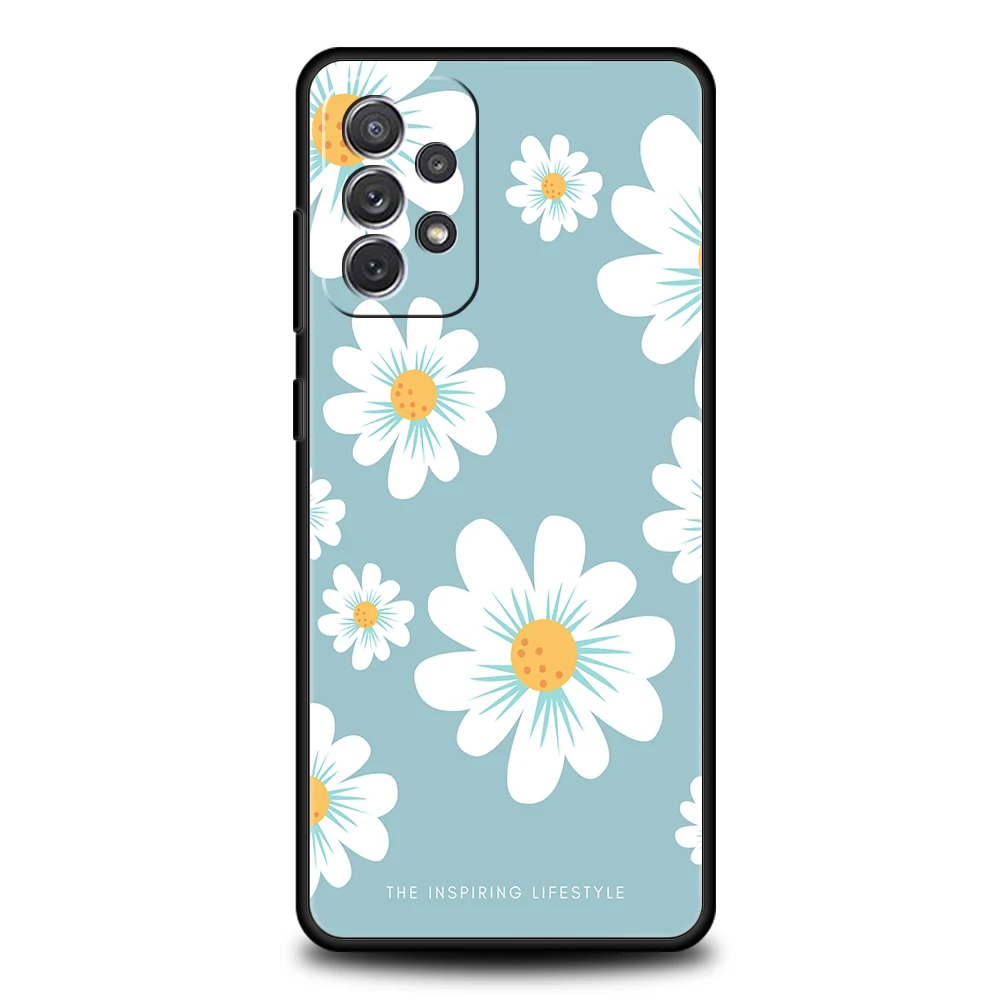 Cute Summer Daisy Sunflower Floral Flower Phone Case for Samsung Galaxy A15 A14 A25 A54 A34 A51 A73 A32 A52 A52S A31 A41 Shell