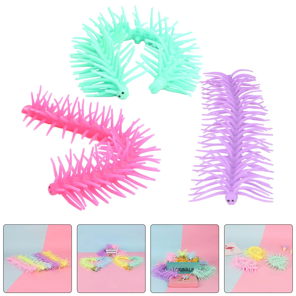 

3 Pcs Decompression Elastic Toys Fidget Sensory Centipede Cat Noodles Creepy Animal Stress Childrens for Kids Reliever