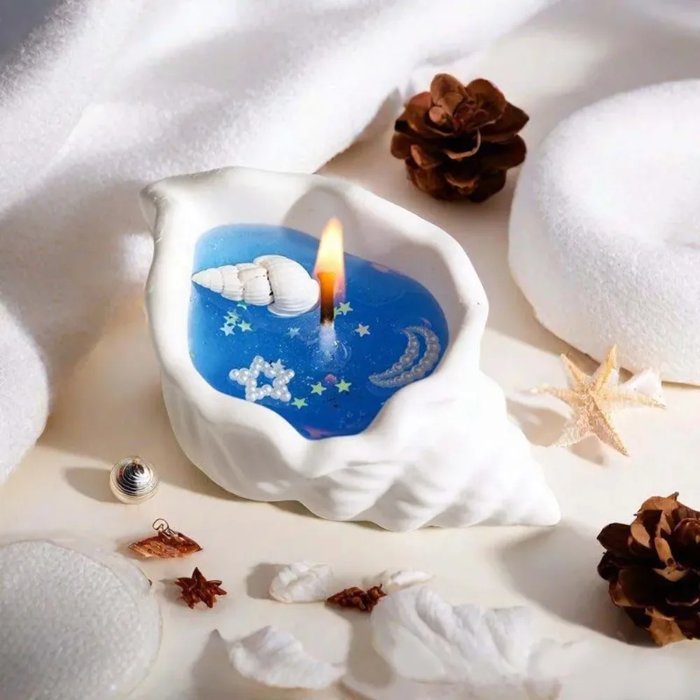 1PCS Ocean Wind Conch Aromatherapy Candle Handmade Jelly Candle Creative Gift Atmosphere Ornament For Kids Best Gift