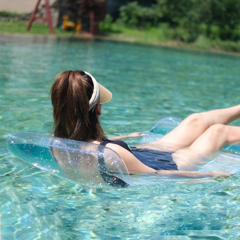 Water Hammock Recliner Portable Inflatable Floating Swimming Mattress Foldable With Sequins Swimming Pool Accessories