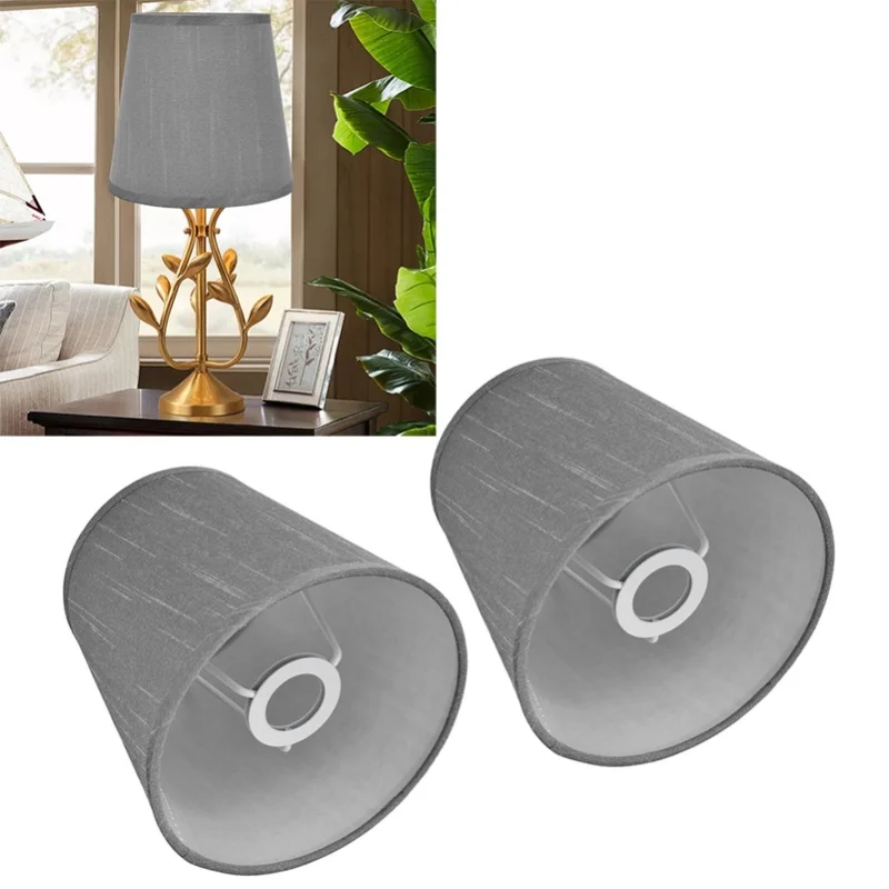 

2 шт. абажур для внутренней лампы в европейском стиле тканевый абажур для E14 люстра настольная лампа торшерPX150 серебристо-серый