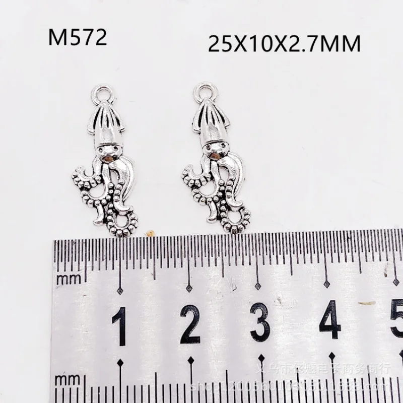 Factory Direct Sales 100Pieces DIY Zinc Alloy Jewelry Octopus Pendant 25x10mm Octopus Pendant