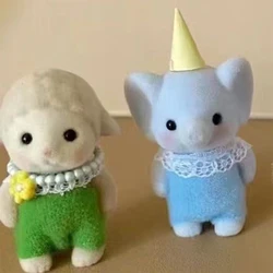 Limb Movable Forest Family Animal Figure Elephant Sheep Flocking Shaggy Figurine Model Toy For Kid Birthday Party Gift