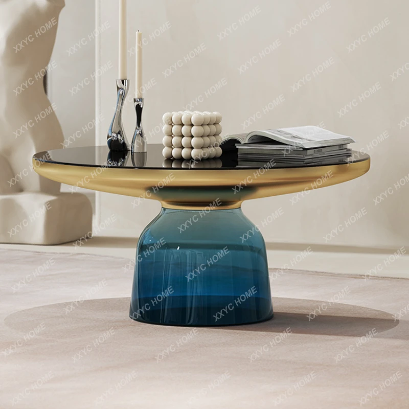 

Nordic Light Luxury Tempered Glass Tea Table Combination Side Table