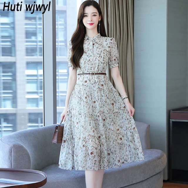 Chiffon casual dress knee length outlet