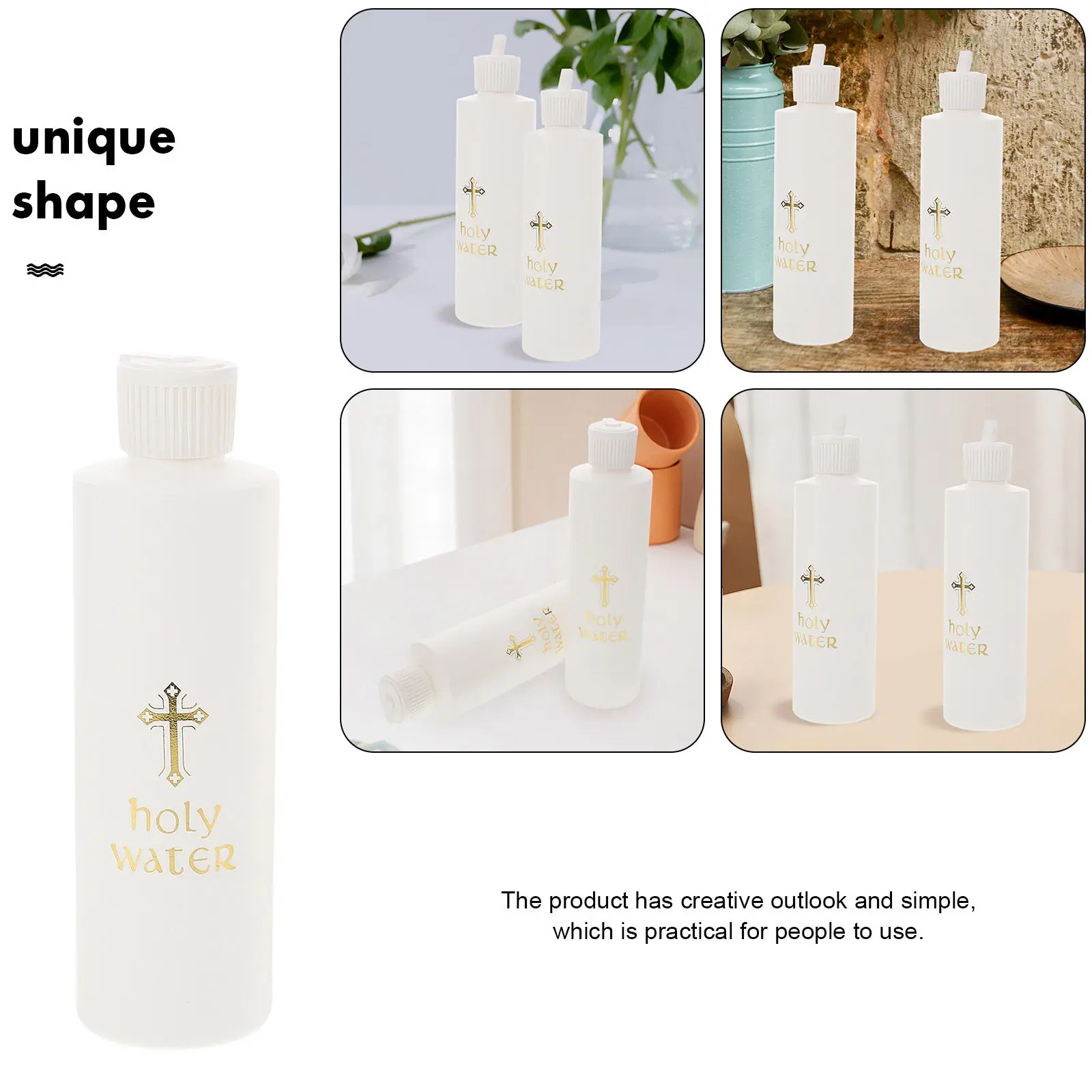2Pcs Holy Water Bottles Plastic Cross Pattern Refillable Exorcism Easter Wedding Baptism Outdoor Church Supplies