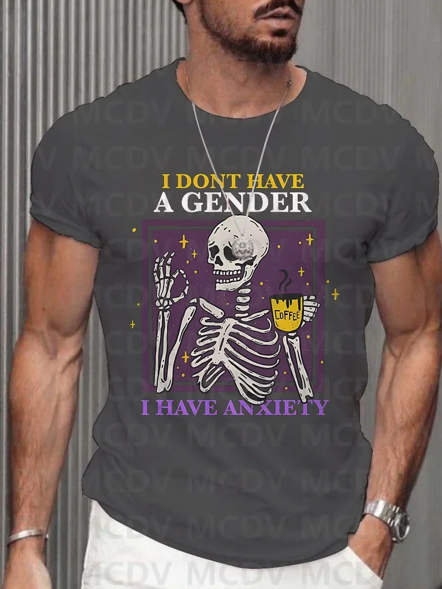 Men's LGBT I Don't Have A Gender I Have Anxiety Casual Print T-shirt