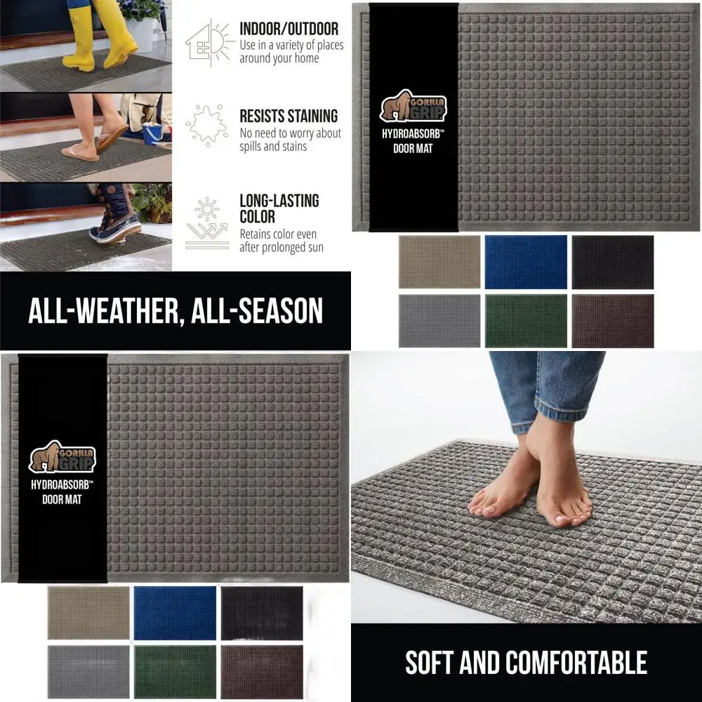 

Ultra Absorbent 72x24 Door Mat - Indoor/Outdoor HydroAbsorb, Captures Dirt, Stain & Fade Resistant, Rubber Backed