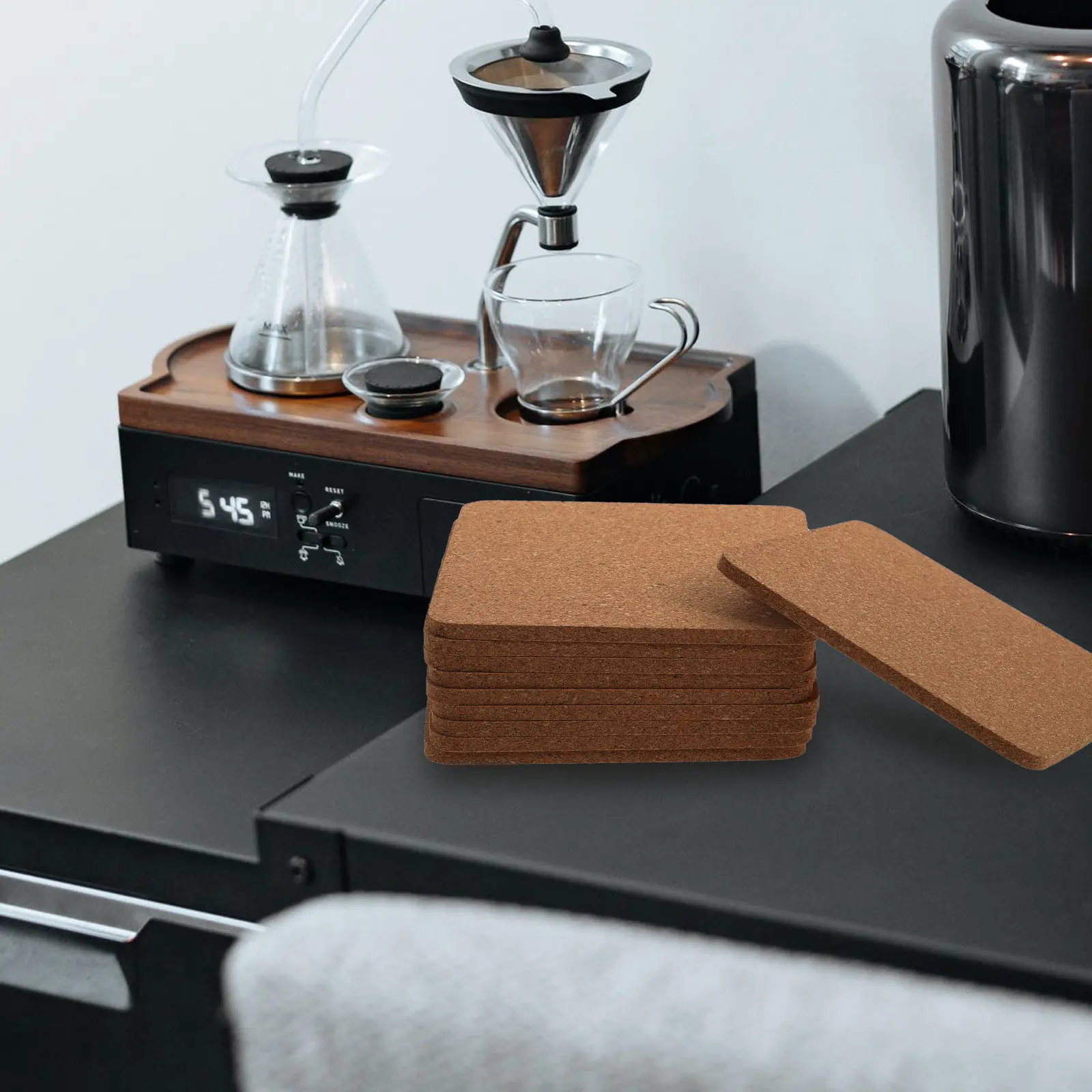 10Pcs Square Cup Pads Cork Coasters Lightweight Scratch Proof Heat Resistant Table Protectors for Home Bar Hotel Restaurant Use