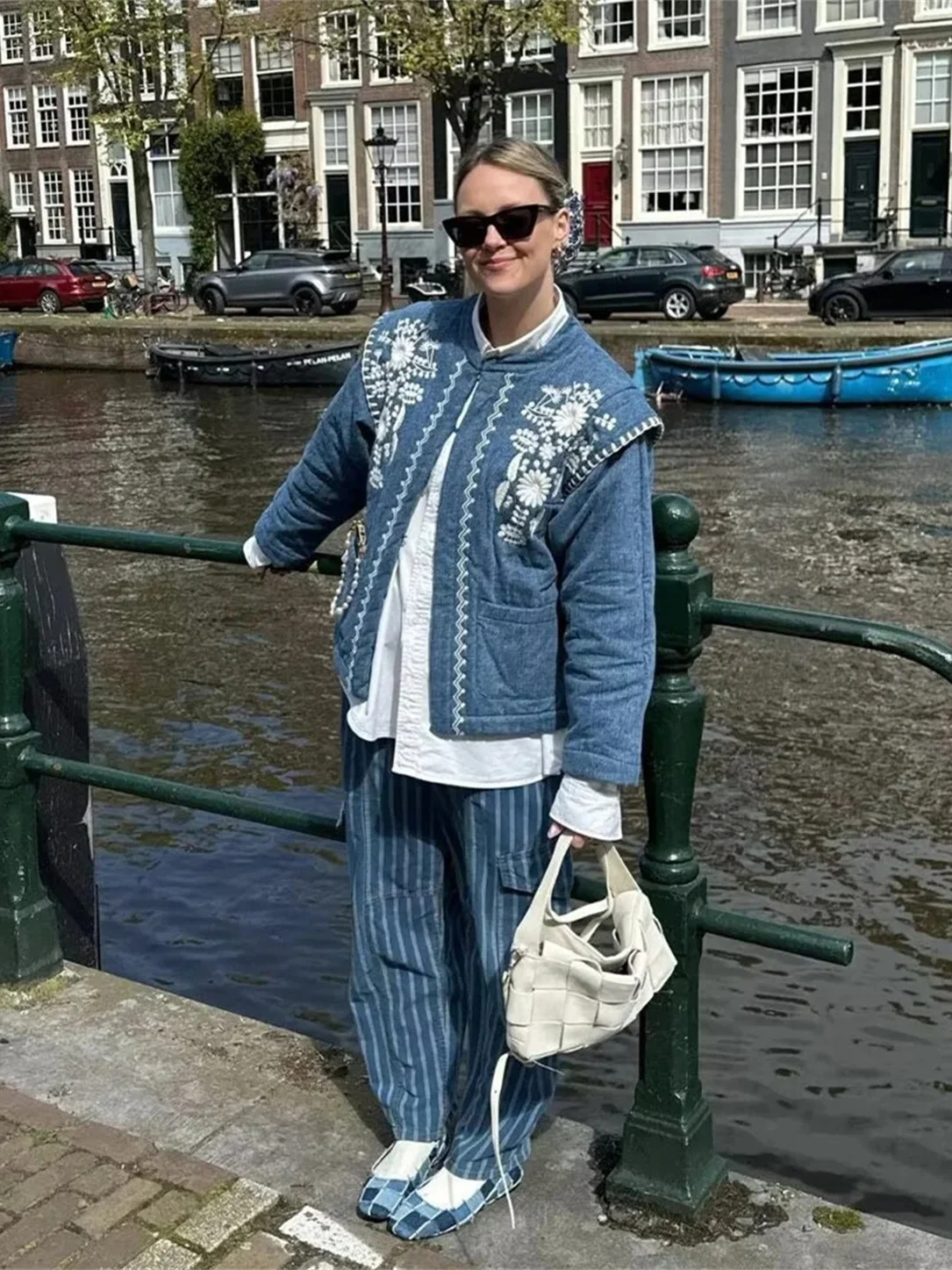 Faionable rond Ne Long Sve imprimé Denim couleur coton Jaet femmes automne hiver nouveau Sle ethnique Sle vêtements d'extérieur